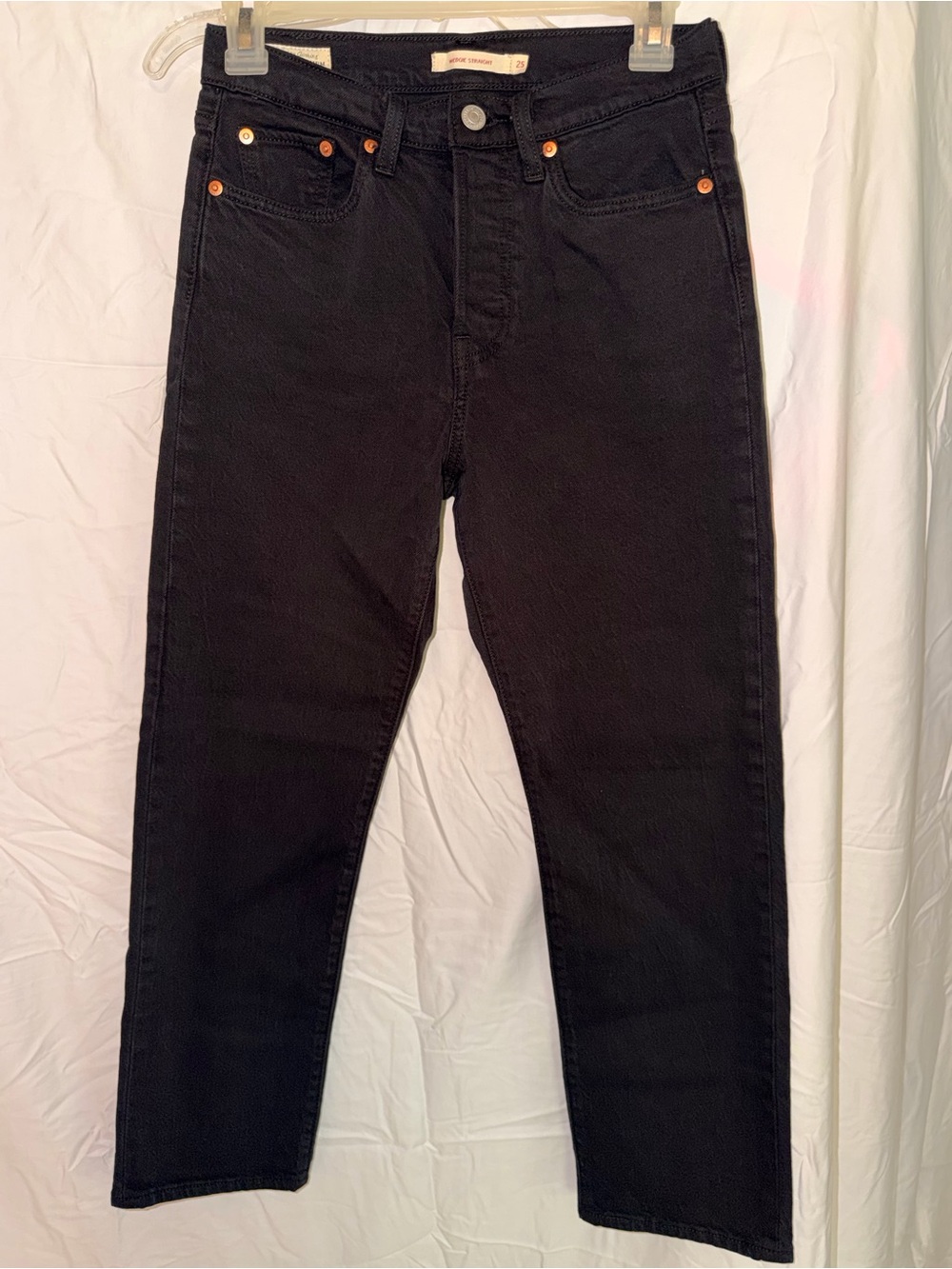 Women's Ankle-Length Black Cropped Jeans Wedgie Straight Size 25